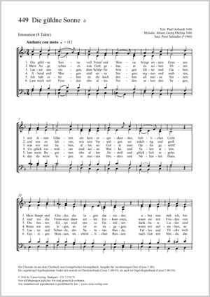 Thumbnail: Peter Schindler (arr.): Die güldne Sonne voll Freud und Wonne