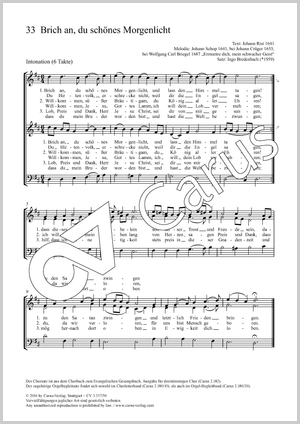 Brich an, du schönes Morgenlicht Partitur, Einzelausgabe aus Chorbuch, In dieser Ausgabe / in this edition: SAM