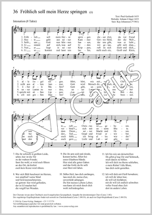 Fröhlich soll mein Herze springen Score, separate edition from a choral collection, In dieser Ausgabe / in this edition: SAM