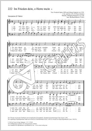 Im Frieden dein, o Herre mein Partition, édition séparée avec recueil de musique chorale, In dieser Ausgabe / in this edition: SAM