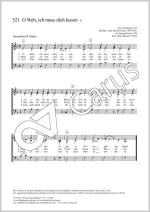 O Welt, ich muss dich lassen / In allen meinen Taten Score, separate edition from a choral collection, In dieser Ausgabe / in this edition: SAM