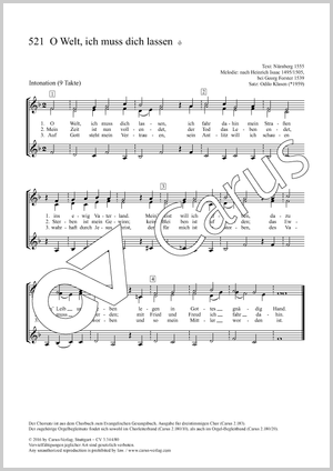 O Welt, ich muss dich lassen / In allen meinen Taten Score, separate edition from a choral collection, In dieser Ausgabe / in this edition: SSA