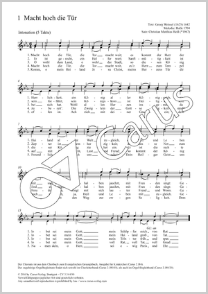 Christian Matthias Heiß (arr.): Macht hoch die Tür, die Tor macht weit - Noten | Carus-Verlag