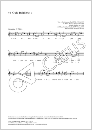 O du fröhliche Score, separate edition from a choral collection, In dieser Ausgabe / in this edition: Kinderchor/Frauenchor
