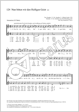 Nun bitten wir den heilgen Geist Score, separate edition from a choral collection, In dieser Ausgabe / in this edition: Kinderchor/Frauenchor