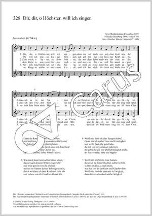 Gunther Martin Göttsche (arr.): Dir, dir, o Höchster, will ich singen / Lass mich, o Herr, in allen Dingen - Noten | Carus-Verlag