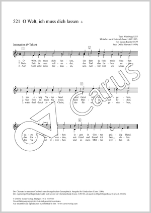 O Welt, ich muss dich lassen / In allen meinen Taten Score, separate edition from a choral collection, In dieser Ausgabe / in this edition: Kinderchor/Frauenchor