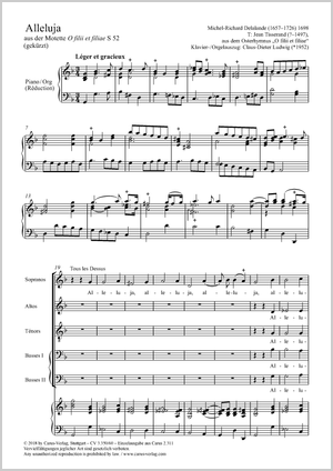 Alleluja (O filii et filiae) aus der Motette O filii et filiae S 52 (gekürzt) Partitur, Einzelausgabe aus Chorbuch