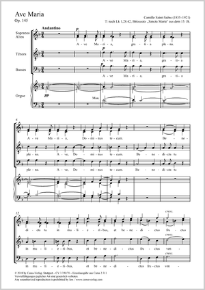 Ave Maria Partitur, Einzelausgabe aus Chorbuch