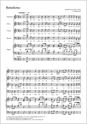 Benedictus Partitur, Einzelausgabe aus Chorbuch