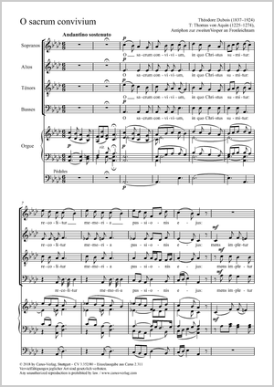 O sacrum convivium Partitur, Einzelausgabe aus Chorbuch