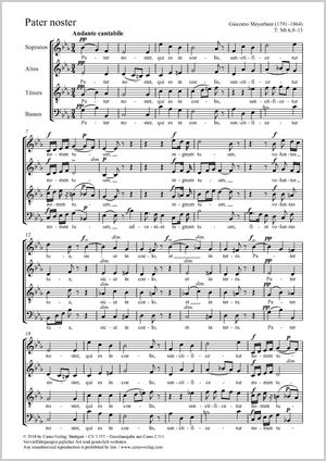 Pater noster Partitur, Einzelausgabe aus Chorbuch