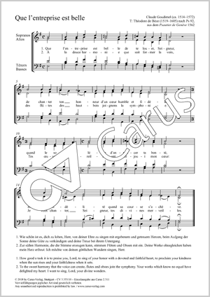 Que l'entreprise est belle Partition, édition séparée avec recueil de musique chorale