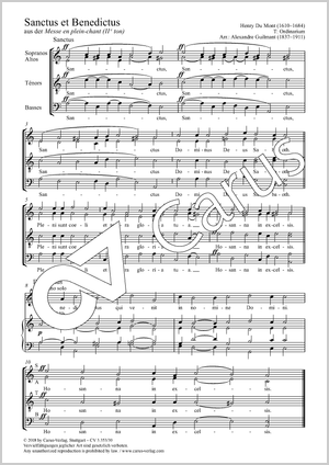 Sanctus et Benedictus aus der Messen en plein-chant (IIe ton) Partitur, Einzelausgabe aus Chorbuch