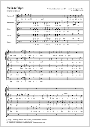 Stella refulget in festo Epiphania Partitur, Einzelausgabe aus Chorbuch