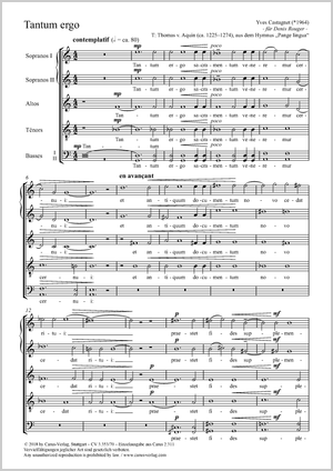 Tantum ergo Partitur, Einzelausgabe aus Chorbuch