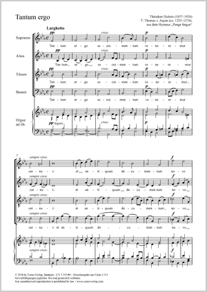 Tantum ergo Partitur, Einzelausgabe aus Chorbuch