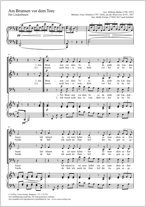 Am Brunnen vor dem Tore Der Lindenbaum Partition, édition séparée avec recueil de musique chorale