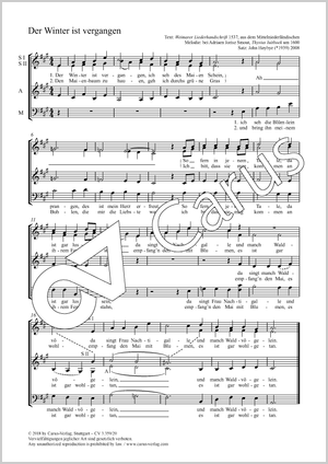 Der Winter ist vergangen Partitur, Einzelausgabe aus Chorbuch