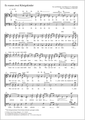 Es waren zwei Königskinder Score, separate edition from a choral collection