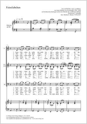 Matthias E. Becker (arr.): Feinsliebchen - Noten | Carus-Verlag