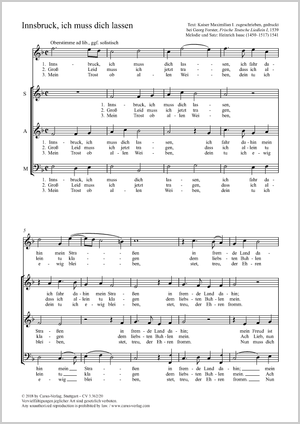 Innsbruck, ich muss dich lassen Score, separate edition from a choral collection