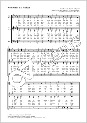 Nun ruhen alle Wälder Partition, édition séparée avec recueil de musique chorale