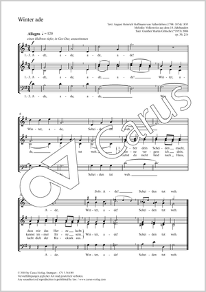 Winter ade Score, separate edition from a choral collection