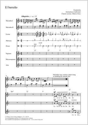 El barreno Partitur, Einzelausgabe aus Chorbuch