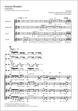 Jesús Ochoa (arr.): Aniceto Rondón - Noten | Carus-Verlag