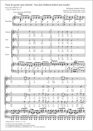 Fuor di queste urne dolenti aus: Lucio Silla Score, separate edition from a choral collection