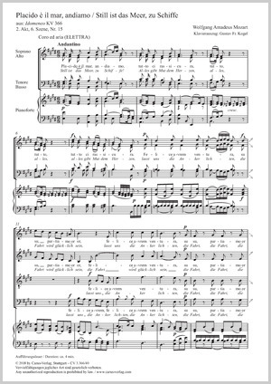 Wolfgang Amadeus Mozart: Placido è il mar, andiamo - Sheet music | Carus-Verlag