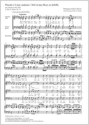 Wolfgang Amadeus Mozart: Placido è il mar, andiamo - Partition | Carus-Verlag