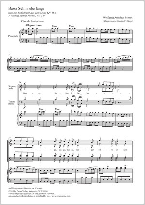 Wolfgang Amadeus Mozart: Bassa Selim lebe lange - Sheet music | Carus-Verlag
