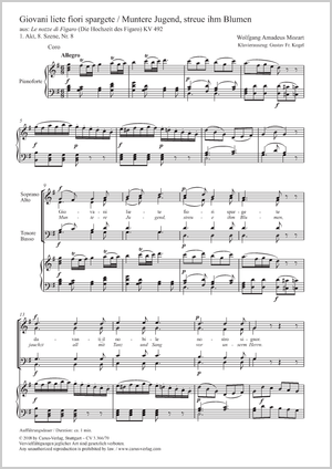 Wolfgang Amadeus Mozart: Giovani lieti fiori spargete - Noten | Carus-Verlag