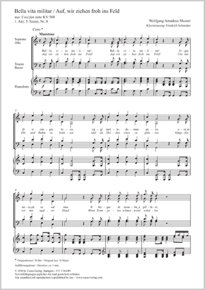 Wolfgang Amadeus Mozart: Bella vita militar - Noten | Carus-Verlag