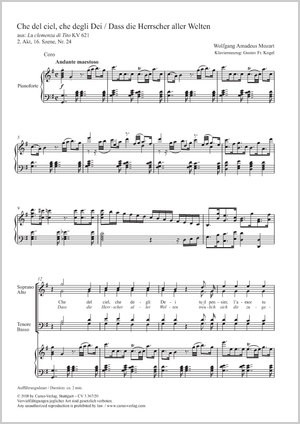 Wolfgang Amadeus Mozart: Che del ciel, che degli Dei - Noten | Carus-Verlag
