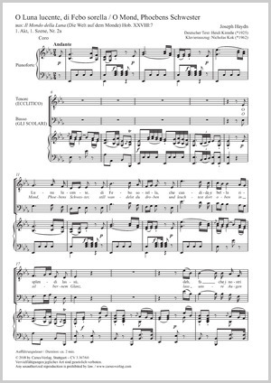 Joseph Haydn: O Luna lucente, di Febo sorella - Partition | Carus-Verlag