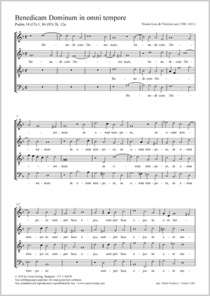 Benedicam Dominum in omni tempore Partitur, Einzelausgabe aus Chorbuch