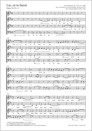 Las, en ta fureur Partition, édition séparée avec recueil de musique chorale