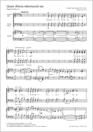 Quam dilecta tabernacula tua Partitur, Einzelausgabe aus Chorbuch