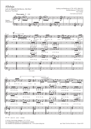 Alleluja nach der Bagatelle für Klavier "Für Elise" Partitur, Einzelausgabe aus Chorbuch