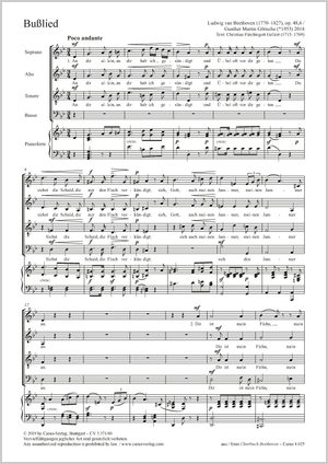 Bußlied Partitur, Einzelausgabe aus Chorbuch