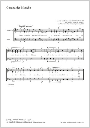 Ludwig van Beethoven: Gesang der Mönche - Partition | Carus-Verlag