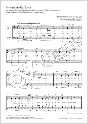 Ignaz Heim / Friedrich Silcher (arr.): Hymne an die Nacht - Noten | Carus-Verlag