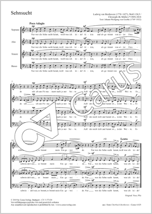 Sehnsucht Partitur, Einzelausgabe aus Chorbuch