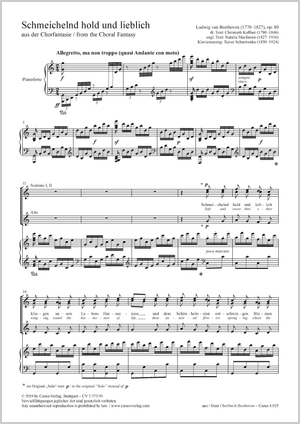 Schmeichelnd hold und lieblich aus: Chorfantasie Partitur, Einzelausgabe aus Chorbuch