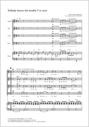 Carsten Gerlitz (arr.): Nobody knows the trouble I’ve seen - Noten | Carus-Verlag