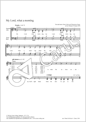My Lord, what a morning Partition, édition séparée avec recueil de musique chorale