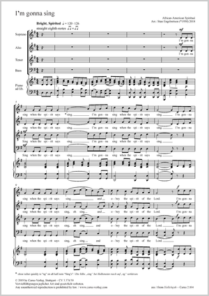 I'm gonna sing Partition, édition séparée avec recueil de musique chorale